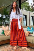 Bloc Stripe Wide Leg Pant Rioja & Rust
